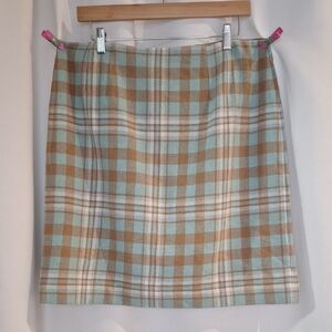 Talbots Blue and Tan Plaid Pencil Skirt Size 14